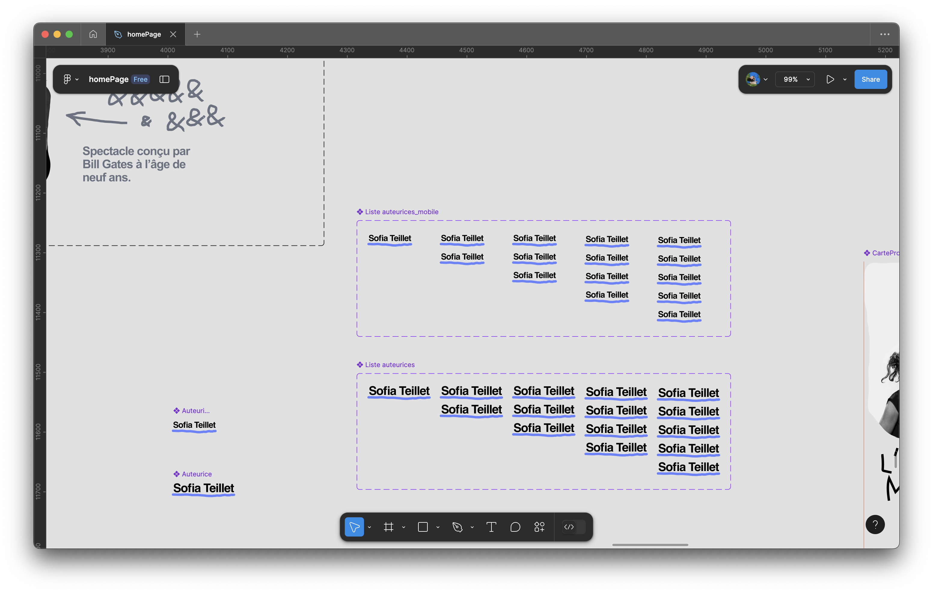 capture d'écran, interface de Figma